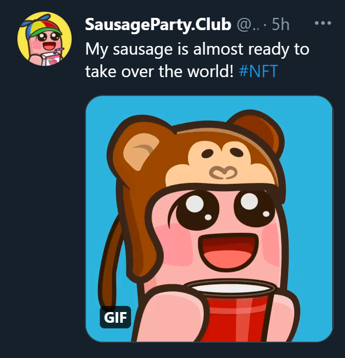 Tweet of SausagePartyNFT Twitter